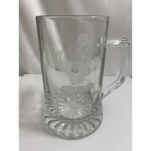 Disney EPCOT Mickey Mouse Glass Mug 16oz Etched Walt Disney World